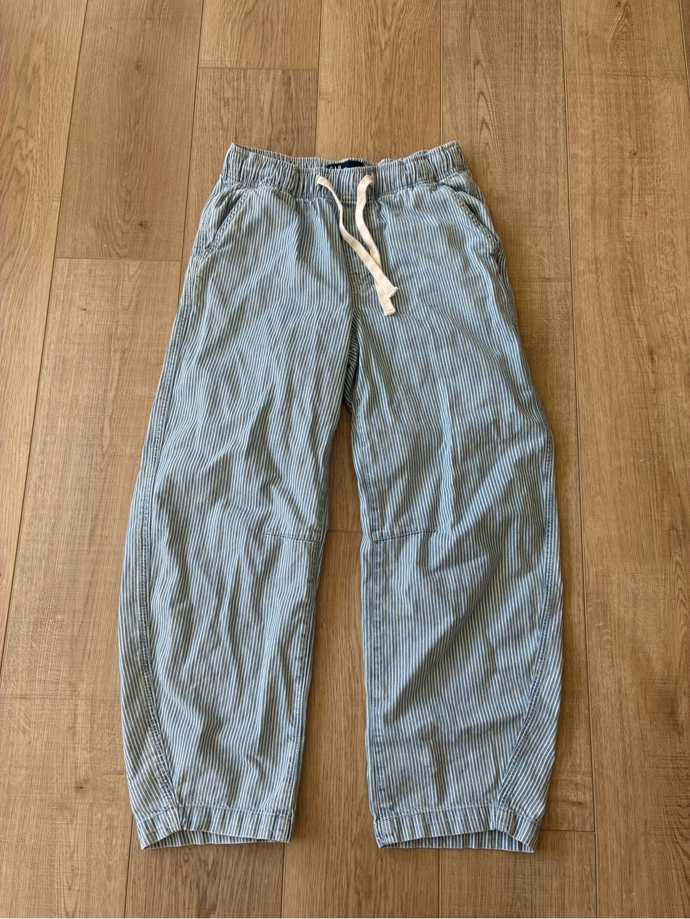 Gap barrel jeans Light Blue white Striped pull on Drawstring Pants cotton Xs